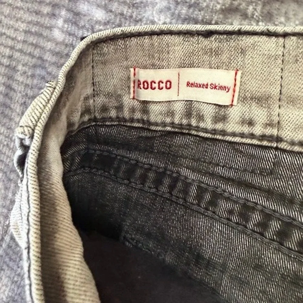 True Religion Mens Rocco Biker Slim Fit Moto‎ Jeans Grey Acid Wash Size 44x33